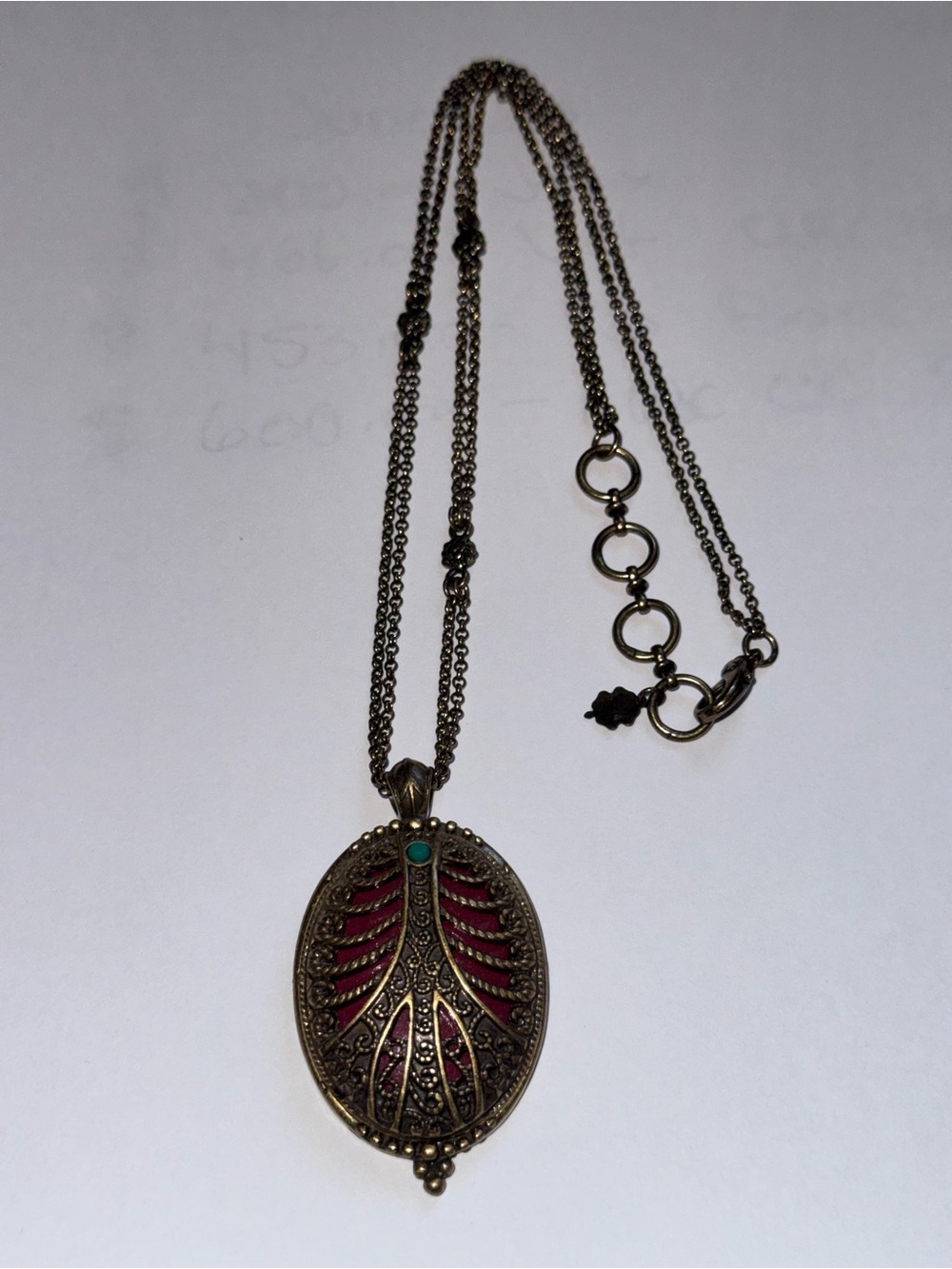 Lucky Brand Bronze-Tone Necklace with Red and Turquoise Accents